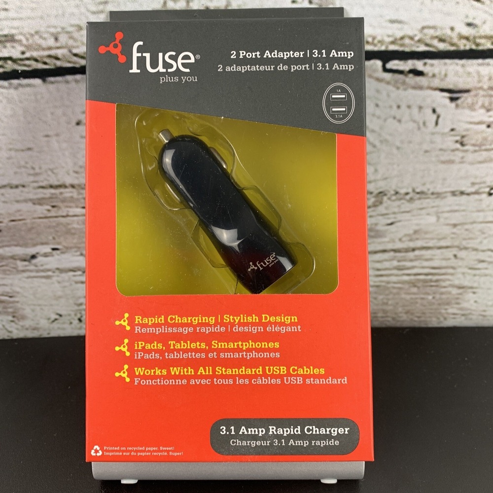 Fuse Plus You 3.1‎ Amp 2-Port USB Car Charger Adapter Rapid Charging